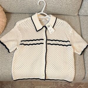 Abercrombie & Fitch Cream and Black Knit Cardigan